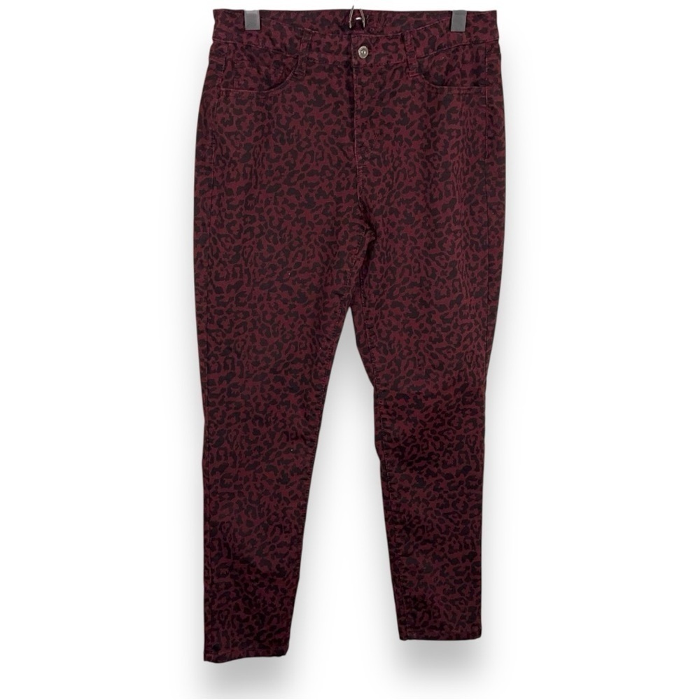 Size 9 Burgundy Red Black Leopard Print Jeans Arizona Stretch Punk Goth